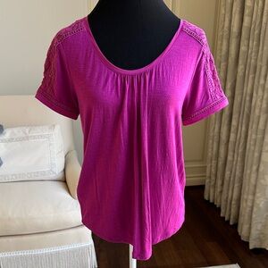 Tommy Bahama Fuchsia Lace Sleeve Tee